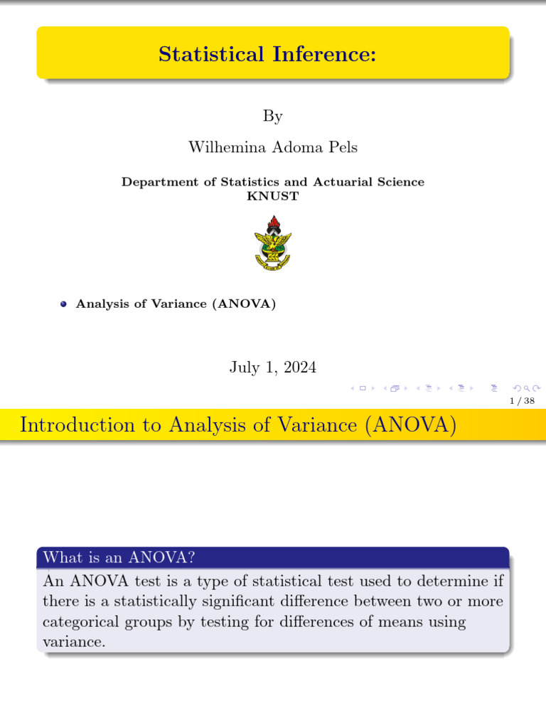 Understanding ANOVA: A Statistical Guide | PDF | F Test | Analysis Of ...