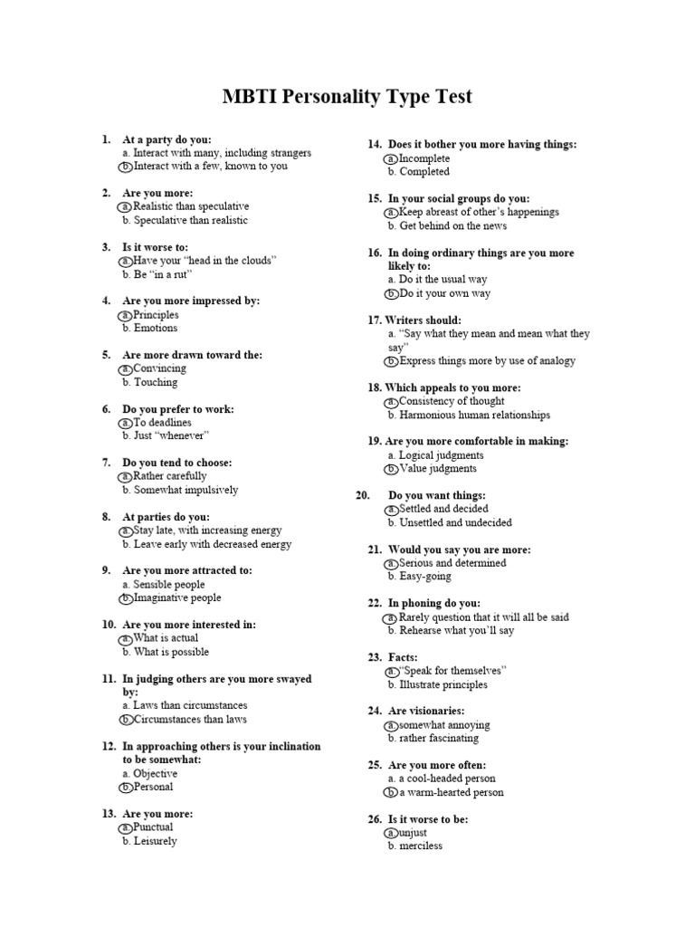 MBTI Personality Type Assessment | PDF | Psychology
