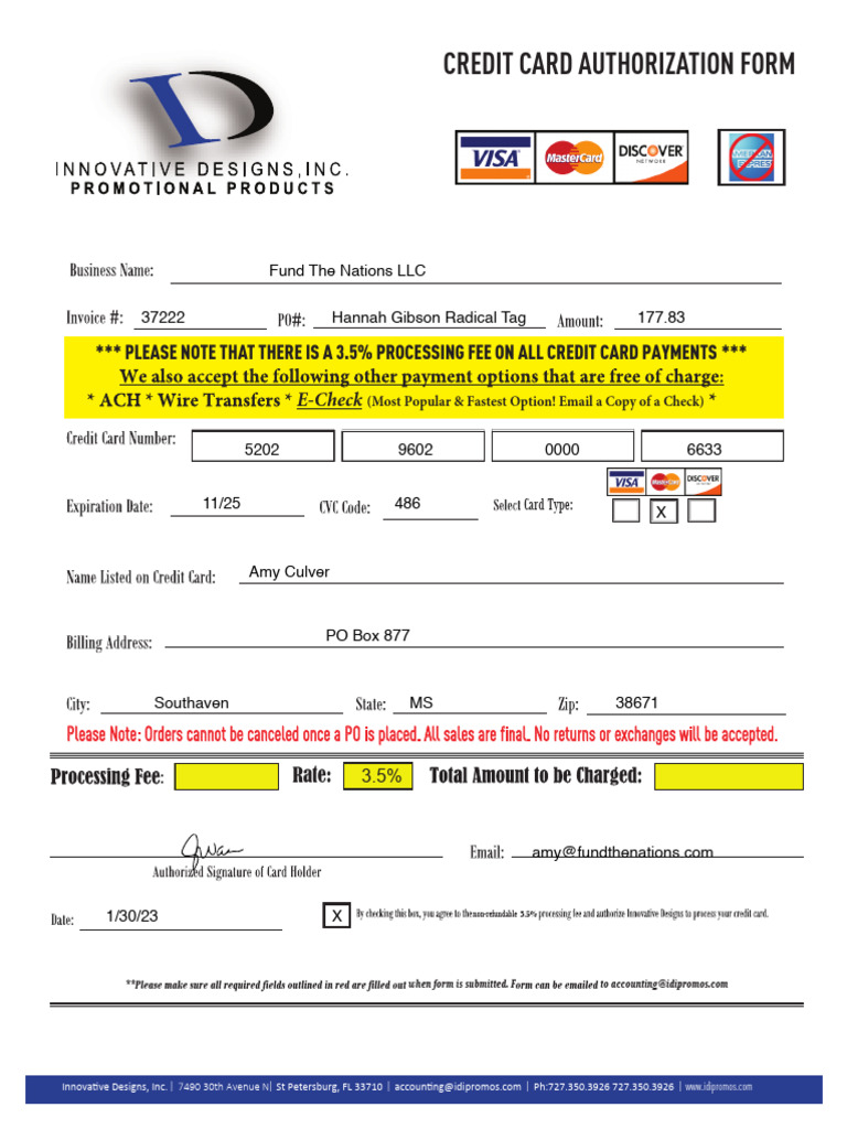 Credit Card Payment Processing Form | PDF