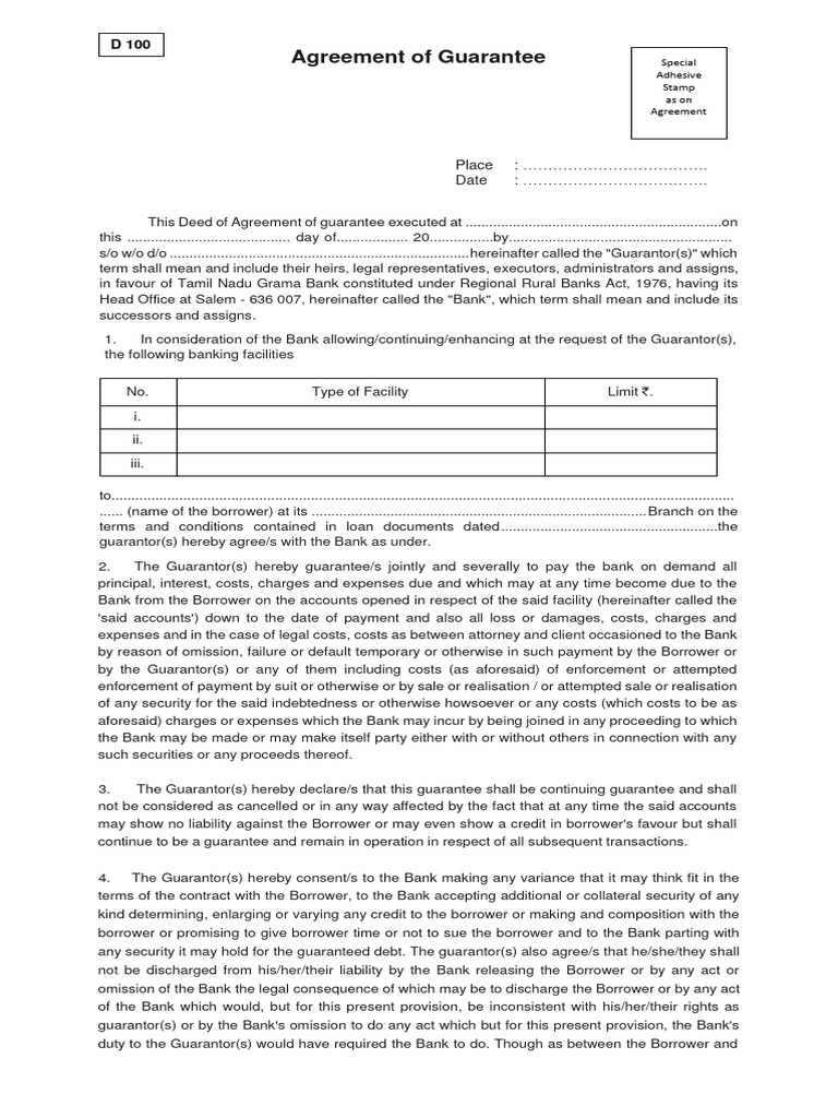 Agreement of Guarantee for Bank Loans | PDF | Guarantee | Credit