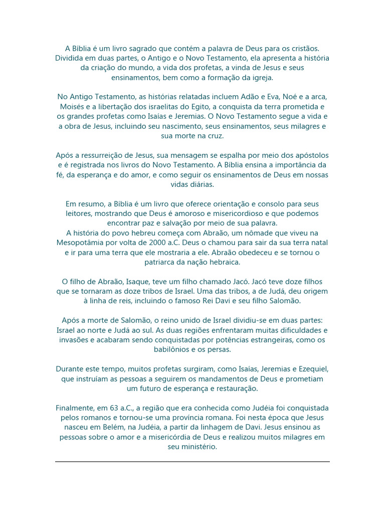 A Bíblia é Um Livro Sagrado Que Contém A Palavra De Deus Para Os