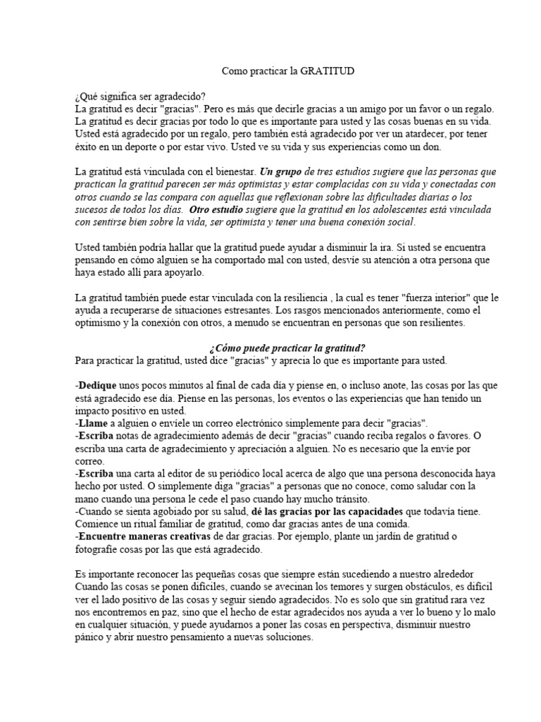 Como Practicar La Gratitud Pdf Gratitud Pablo El Apóstol
