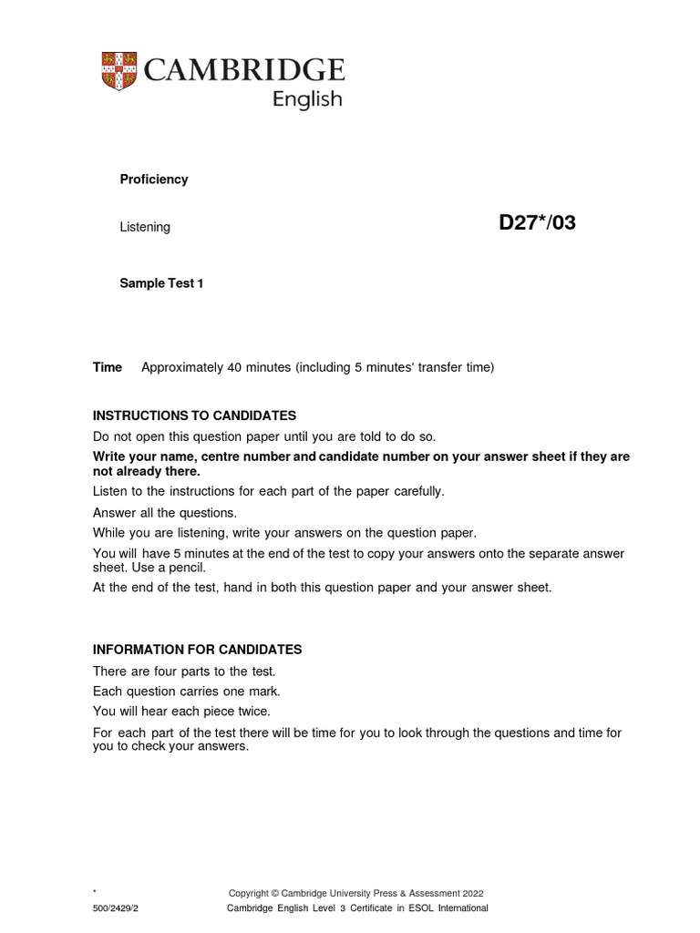 C2 Proficiency Sample Paper 1 Listening | PDF
