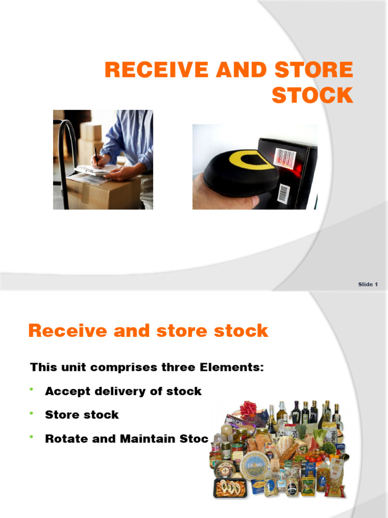 Receive and Store Stock | PDF | Food Safety | Housekeeping