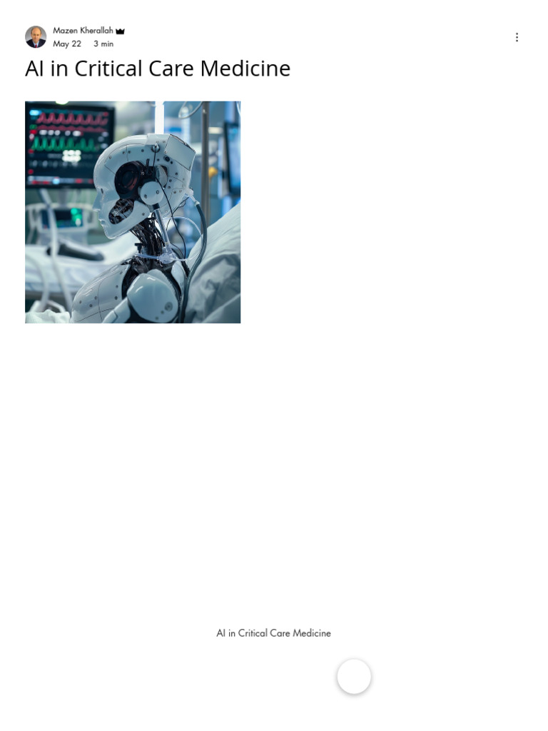 AI in Critical Care Medicine | PDF | Artificial Intelligence ...