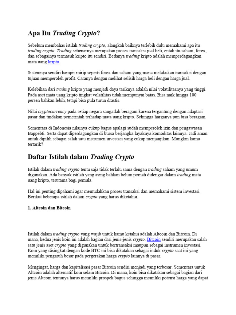 Panduan Trading Crypto Pemula | PDF