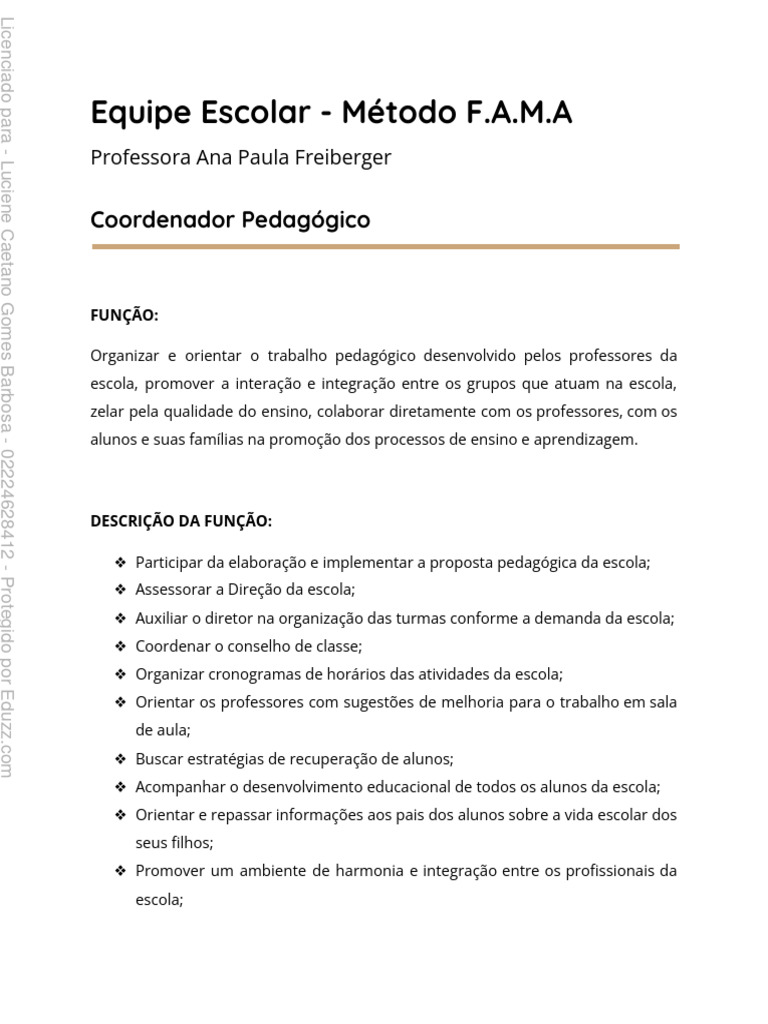 Funções do Coordenador Pedagógico | PDF | Pedagogia | Aprendizado