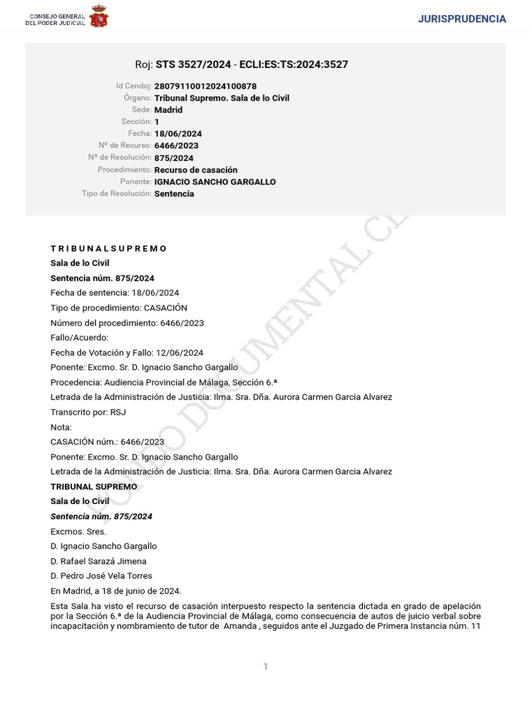 STS 3527 2024 | PDF | Sentencia (ley) | Apelación