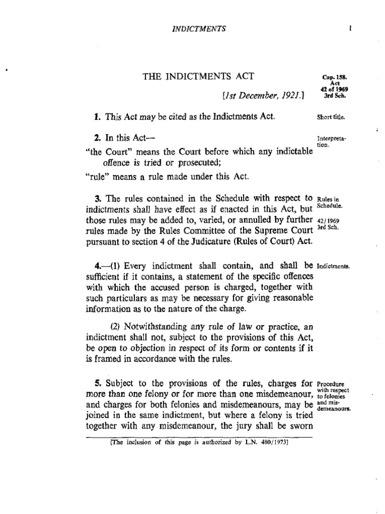 The Indictments Act | PDF | Indictment | Burglary