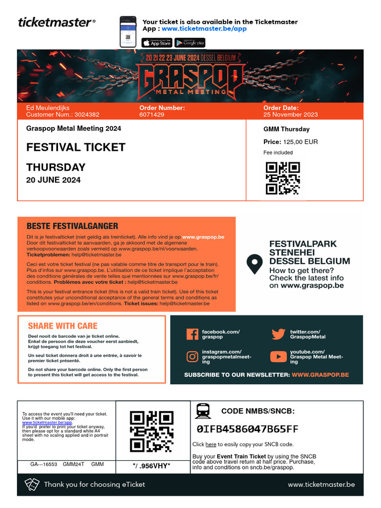 Graspop Metal Meeting Ticket Info | PDF | Ticket (Admission)
