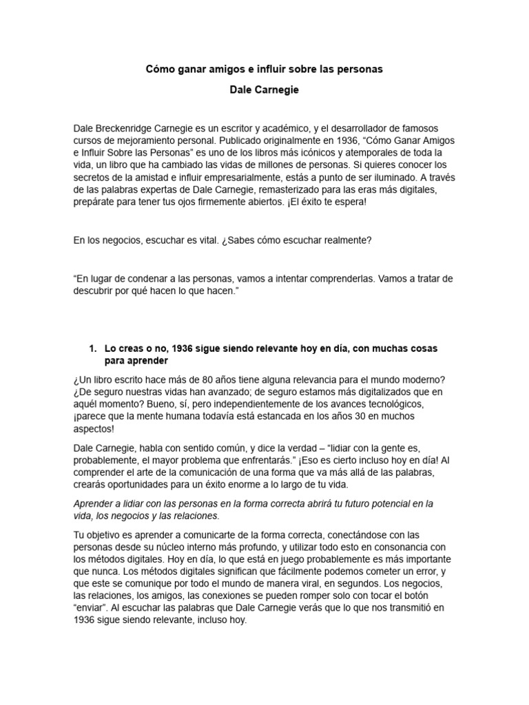 Cómo ganar amigos e influir en personas | PDF | Apple Inc.