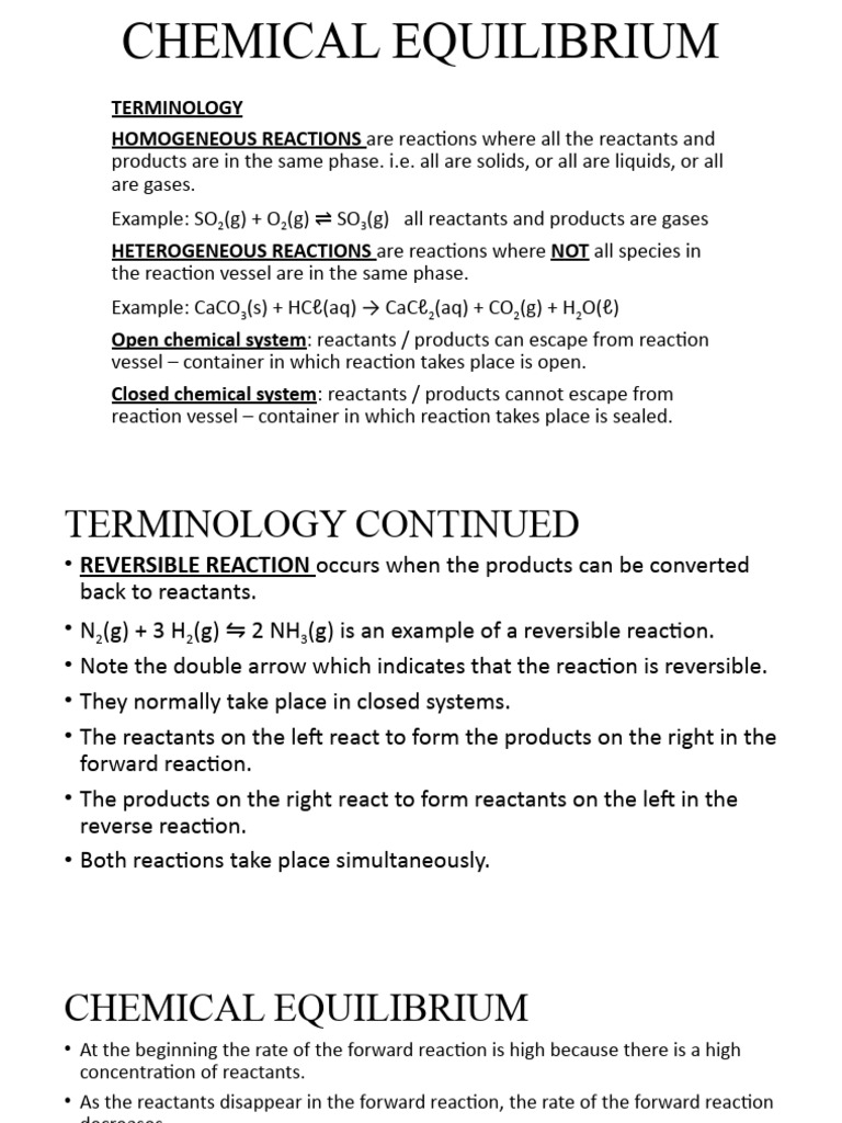 Chemical Equilibrium | PDF | Reaction Rate | Chemical Equilibrium