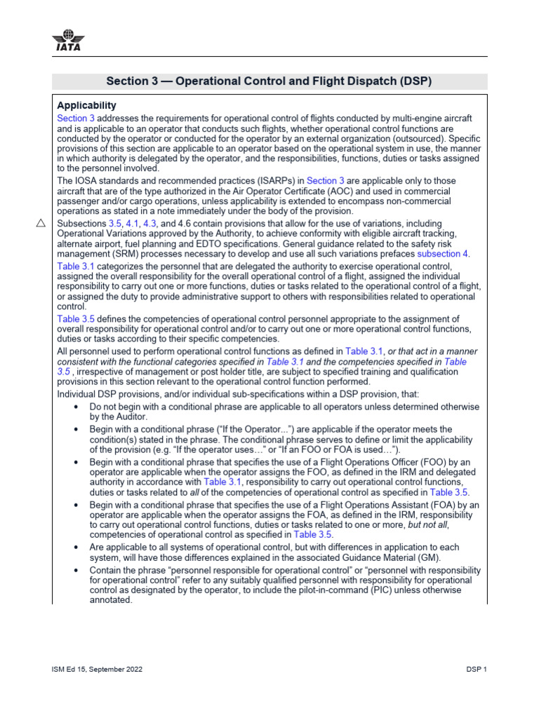 IOSA Operational Control Standards | PDF | Safety | Accountability