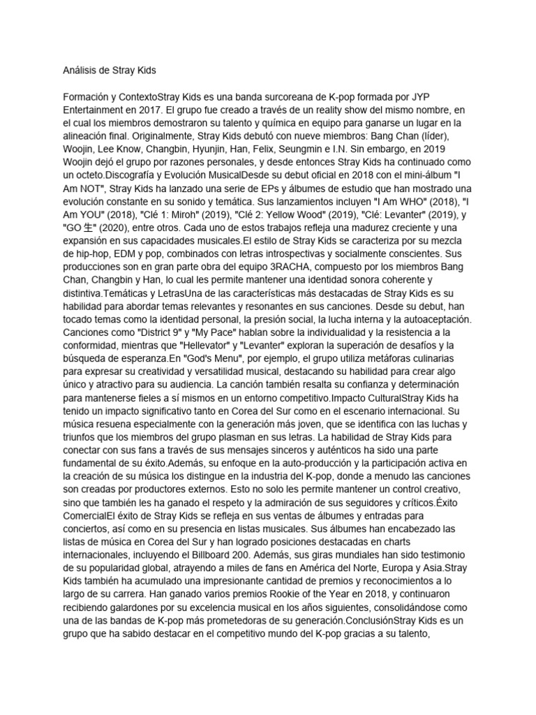 Análisis de Stray Kids: Evolución y Éxito | PDF | Grabación de sonido ...