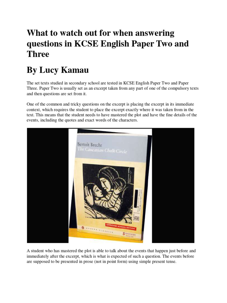 English What To Watch When Answering Kcse English Paper 2 And 3 Pdf
