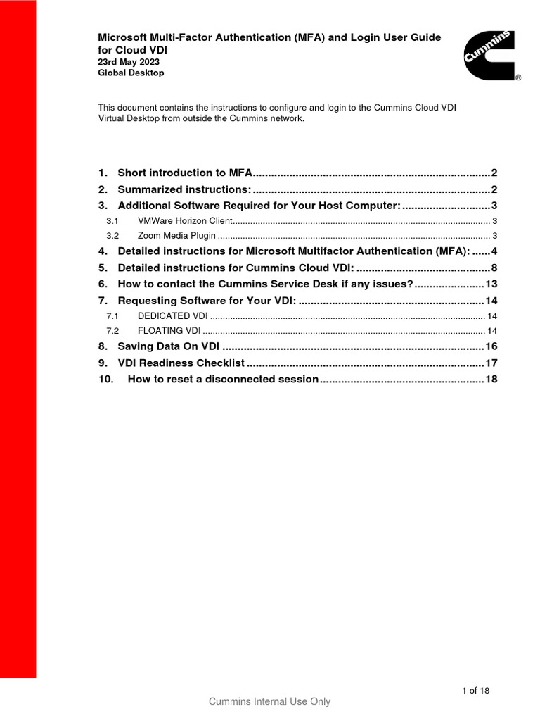 Microsoft MFA User Guide For SEA Clould VDI | PDF | Desktop ...