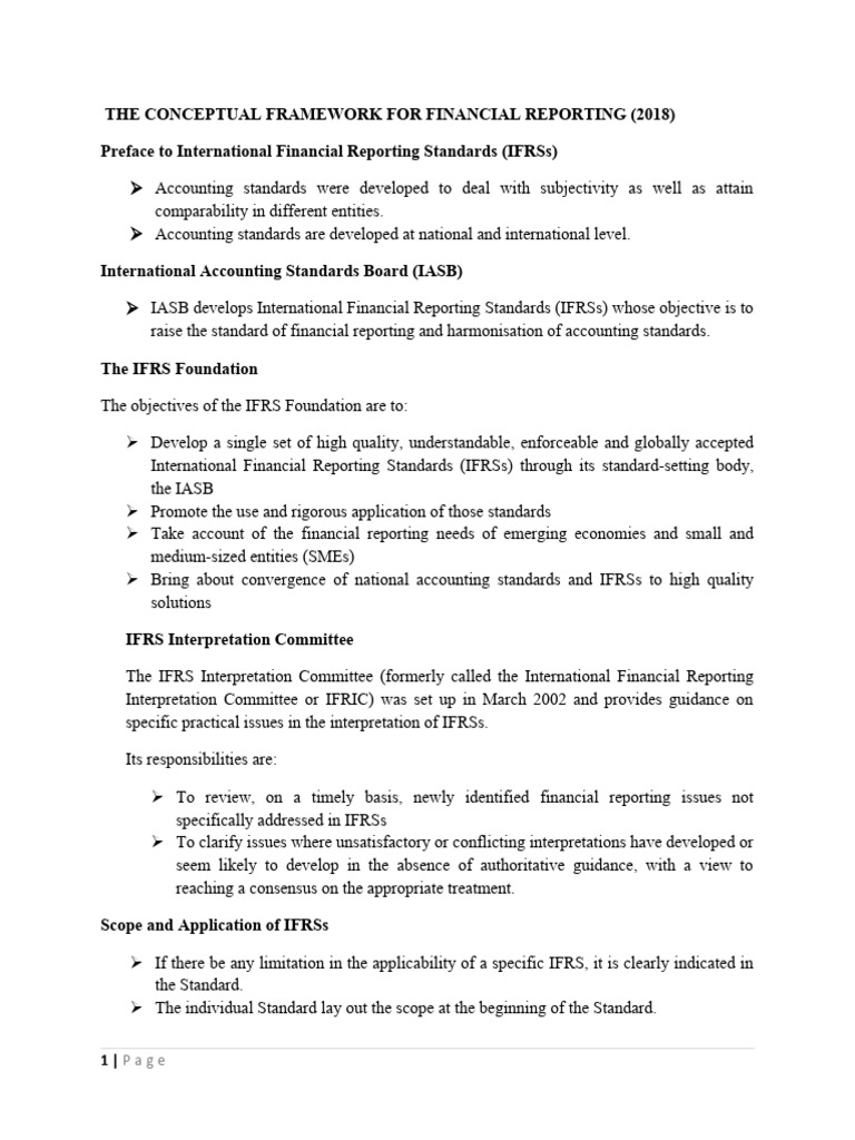 The conceptual framework for financial reporting pdf international