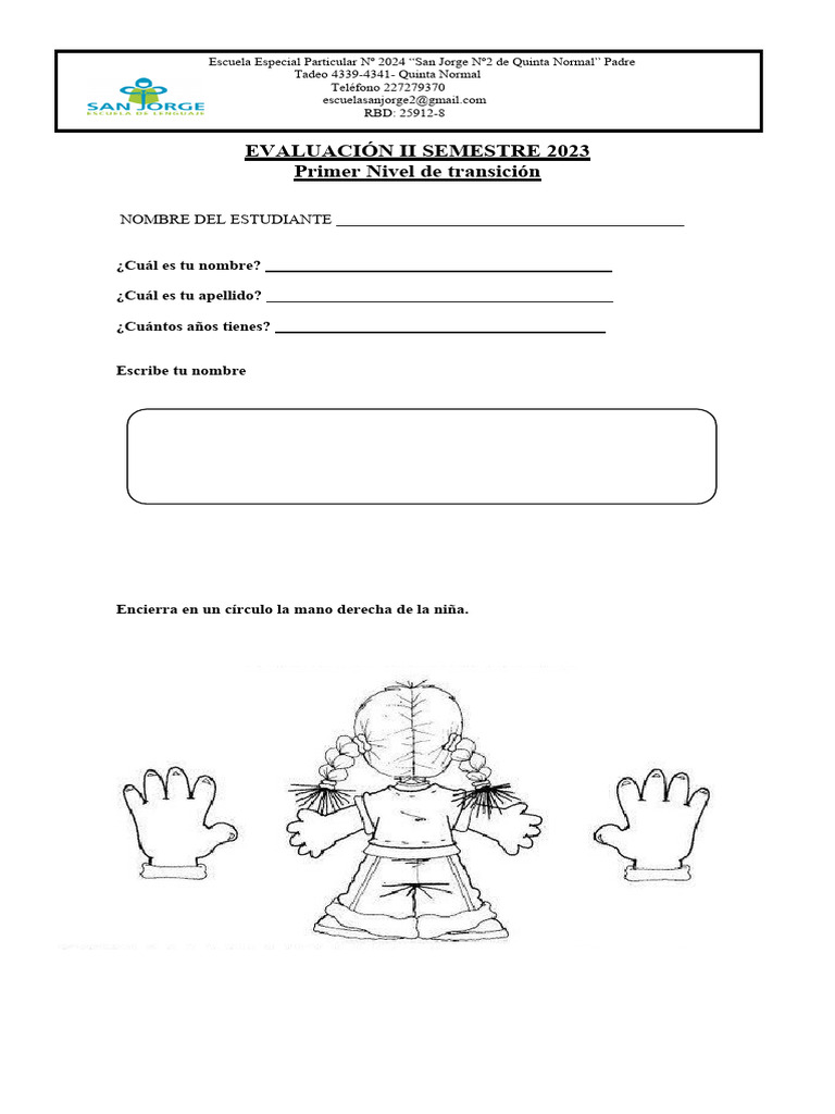 Evaluación de Primer Nivel Transición 2023 | PDF | Artes del Lenguaje y ...