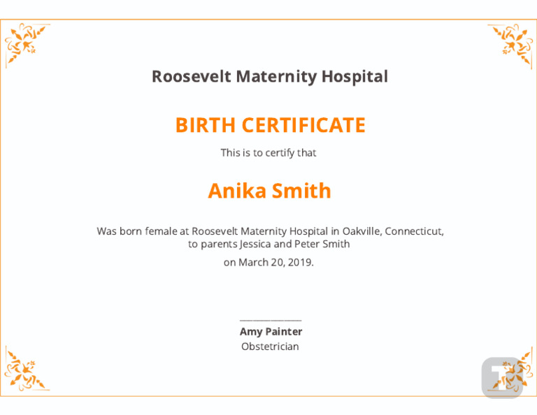 Official Birth Certificate Template PDF