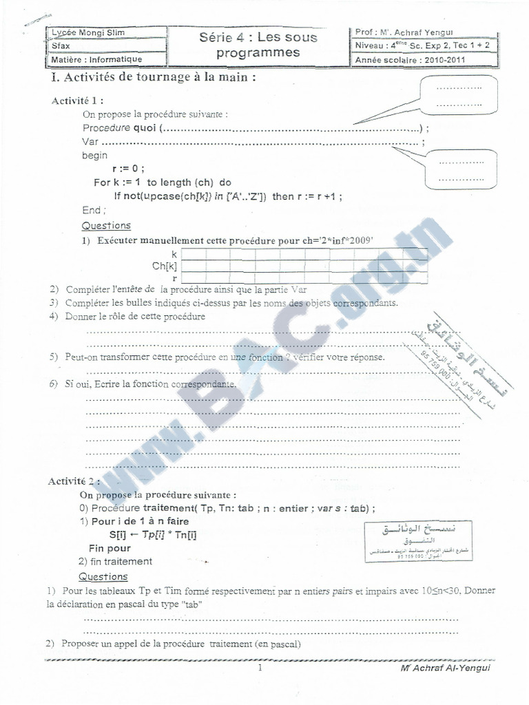 Correction Devoir Bac Informatique | PDF | Programmation informatique