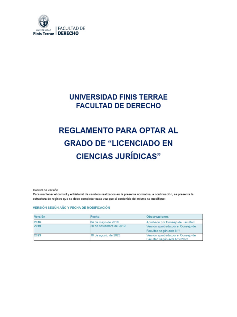 Reglamento para Optar Al Grado de Licenciado en Ciencias Jurídicas para ...