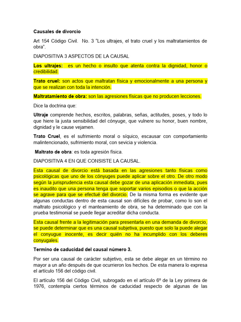 Causales de divorcio | PDF | Divorcio | Sentencia (ley)