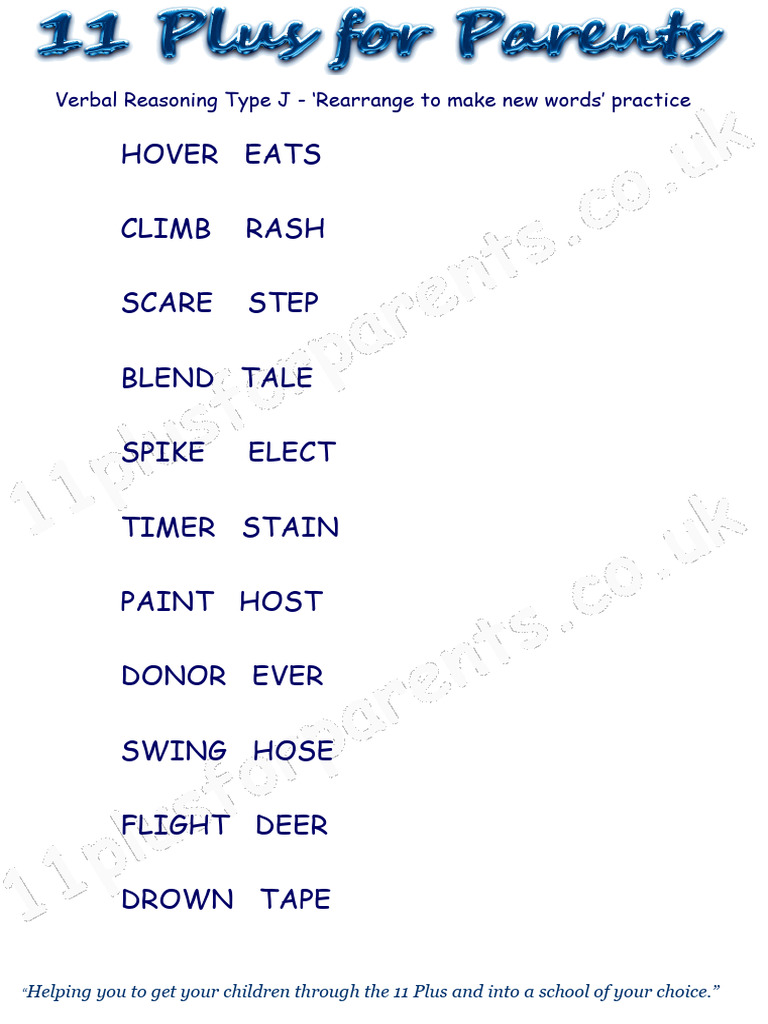 11 Plus Verbal Reasoning Practice | PDF