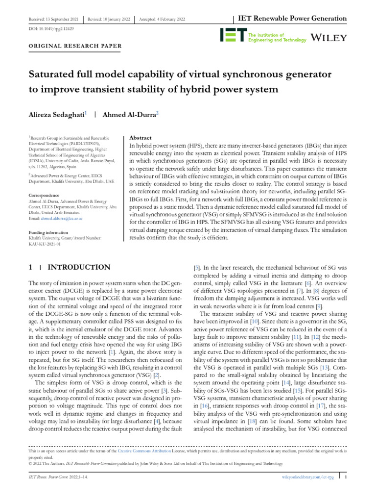 Saturated Full Model Capability of Virtual Synchro | PDF | Power ...