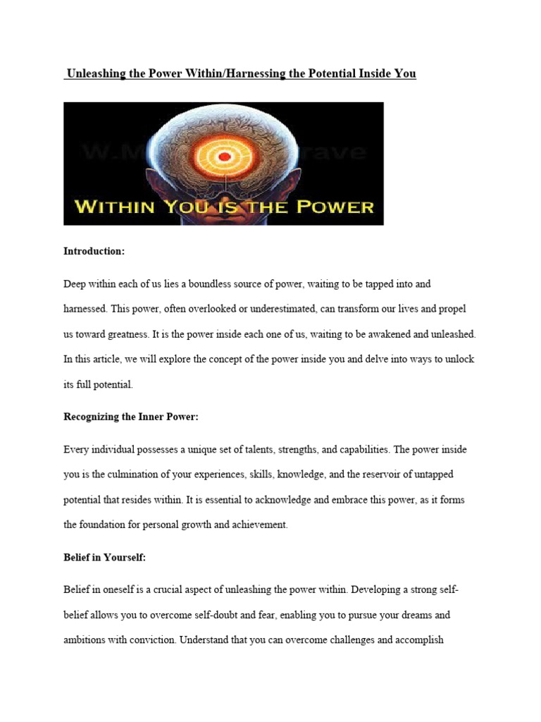 Unlock Your Inner Power for Success | PDF | Psychological Resilience ...