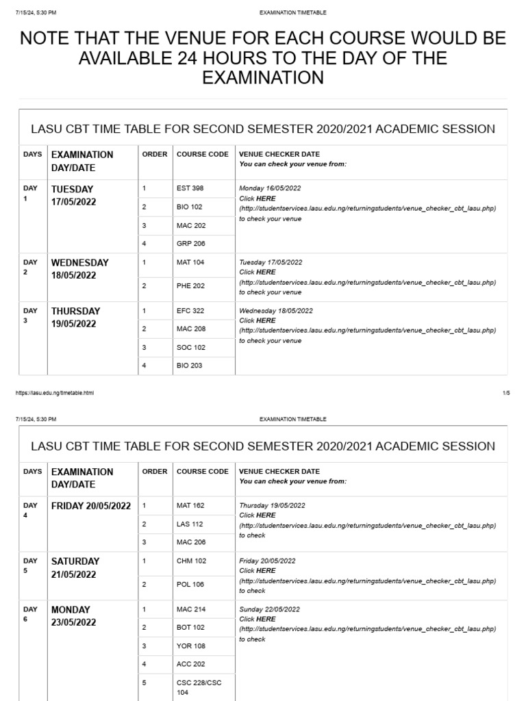 EXAMINATION TIMETABLE Download Free PDF Educational Institutions Schools