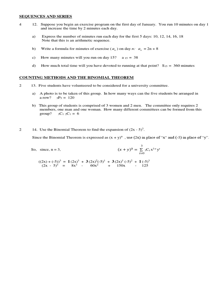 Sequences, Series, and Binomial Theorem | PDF
