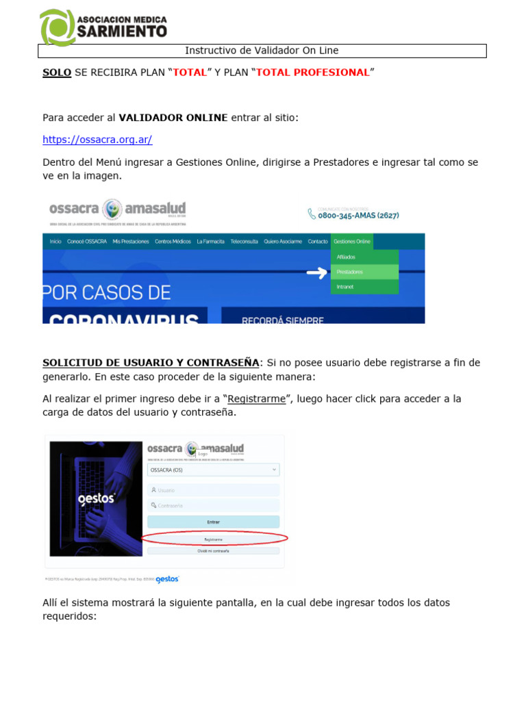 Instructivo de Validador On Line OSSACRA | PDF | Contraseña | Informática
