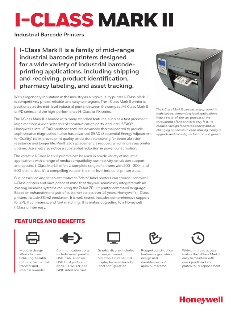 Sps PPR I Class Markii Industrial Printer Data Sheet en A4 | PDF ...