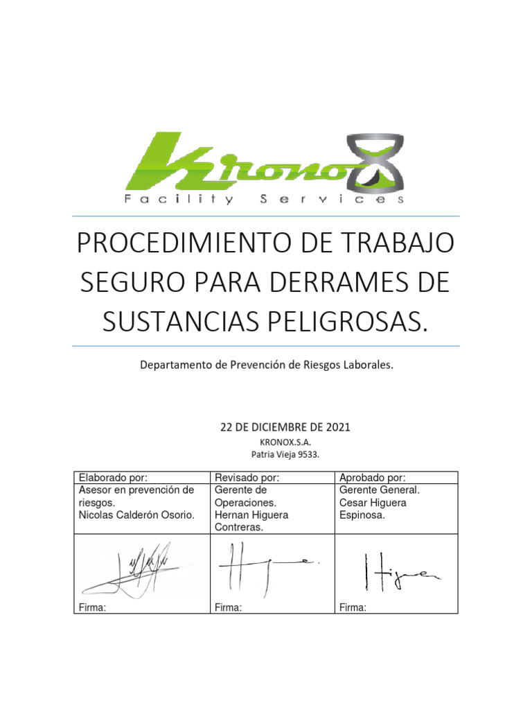 PTS-006 Derrame de Sustancias Peligrosas | PDF | Residuos | Agua