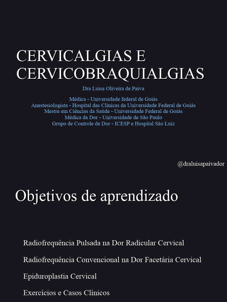 AULA EINSTEIN - Cervicalgias e Cervicobraquialgias | PDF | Dor | Coluna ...