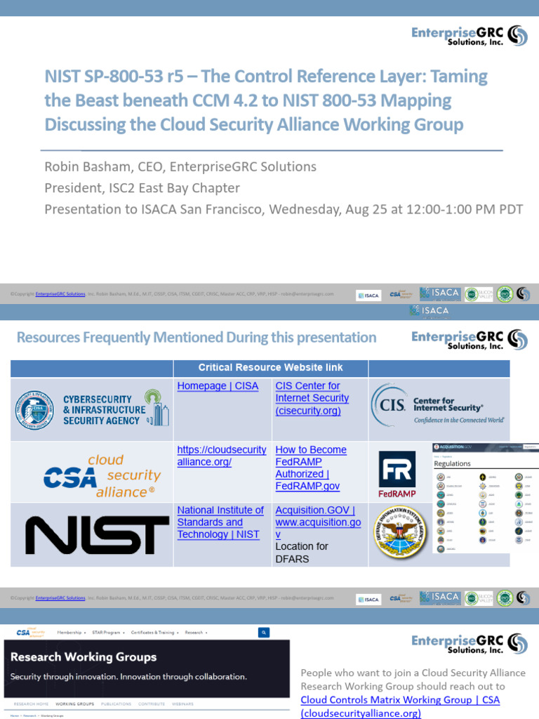 ISACA SF CCM 4 and NIST 800 53 Mapping Working Group | PDF | Security ...