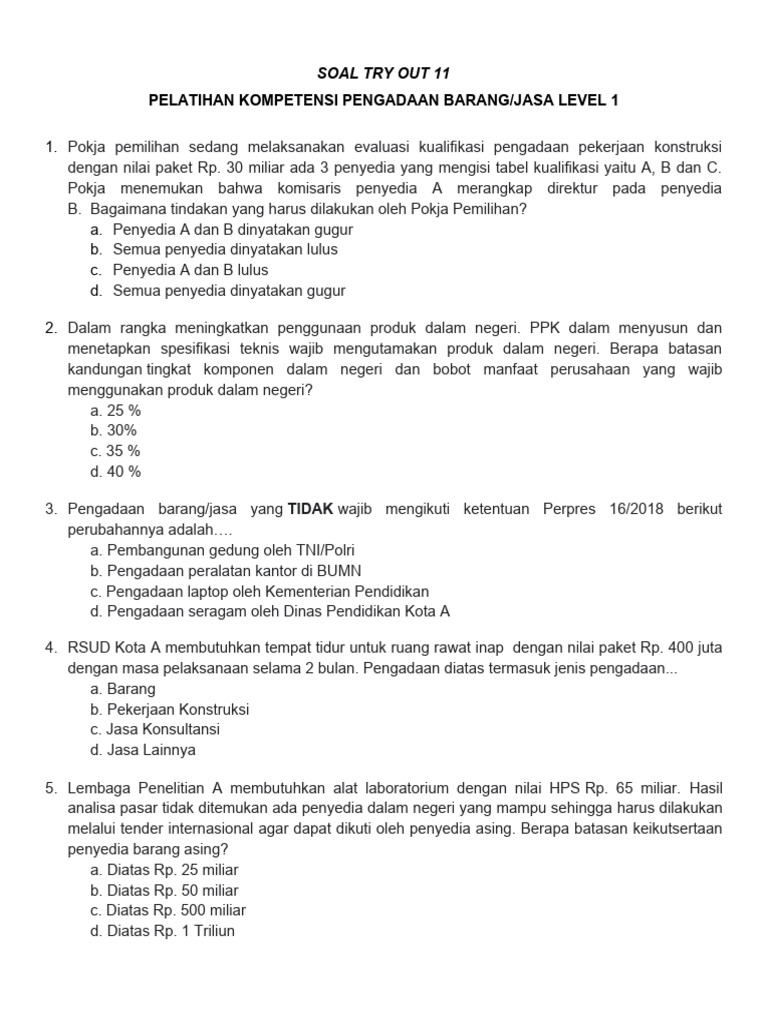 Try Out 11 | PDF | Bisnis | Teknologi & Rekayasa