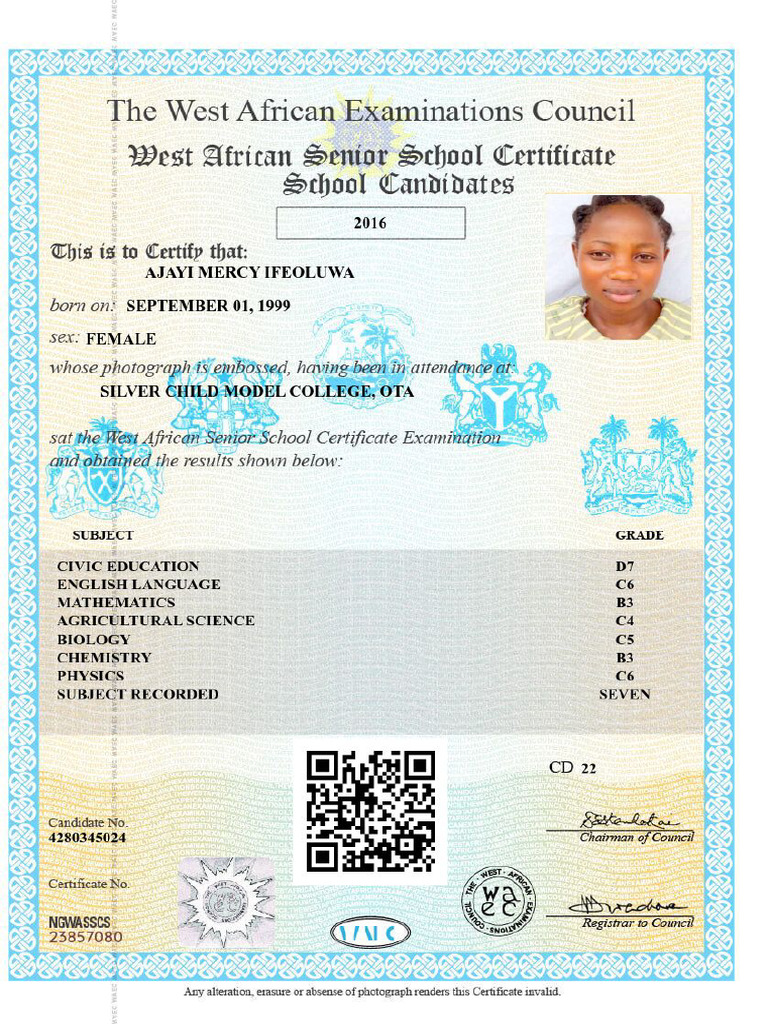 My Waec Cert | PDF
