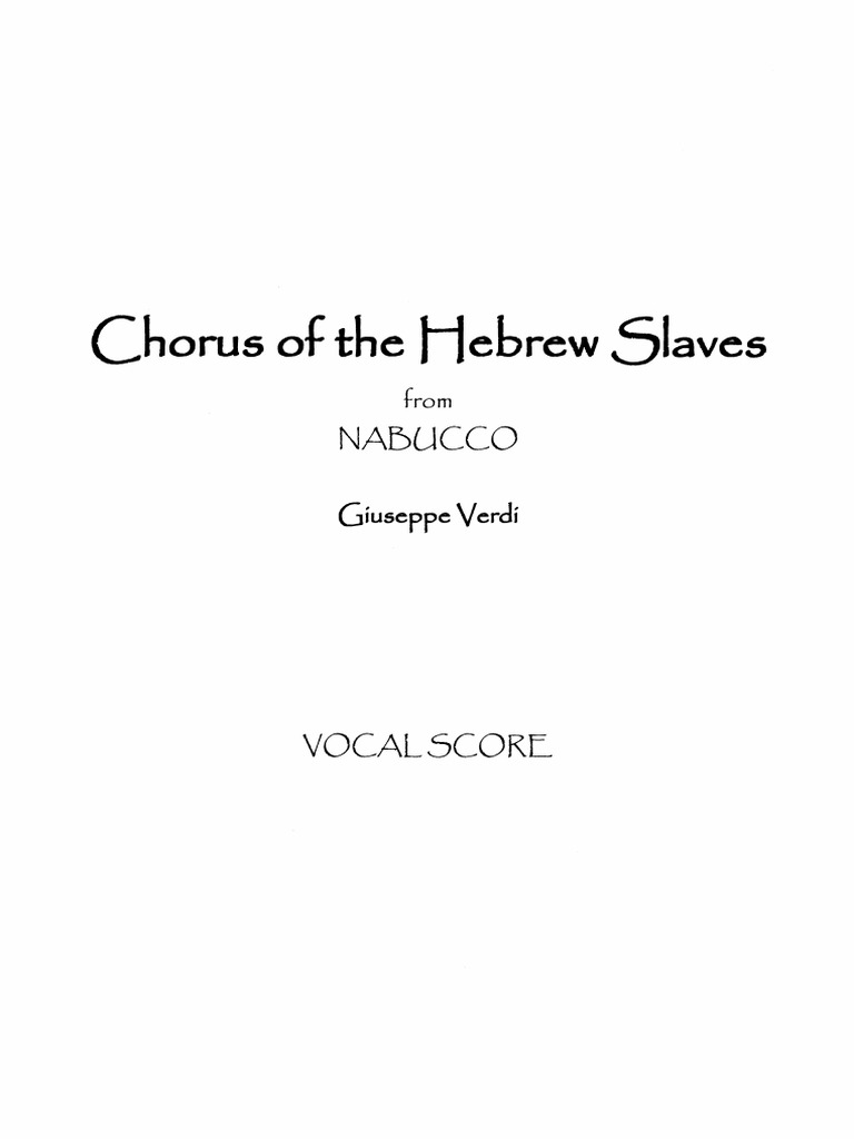 Verdi nabucco chorus of the hebrew slaves vocal score pdf