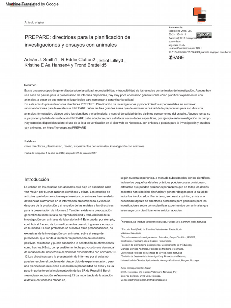 Smith Et Al 2017 Prepare Guidelines For Planning Animal Research and ...