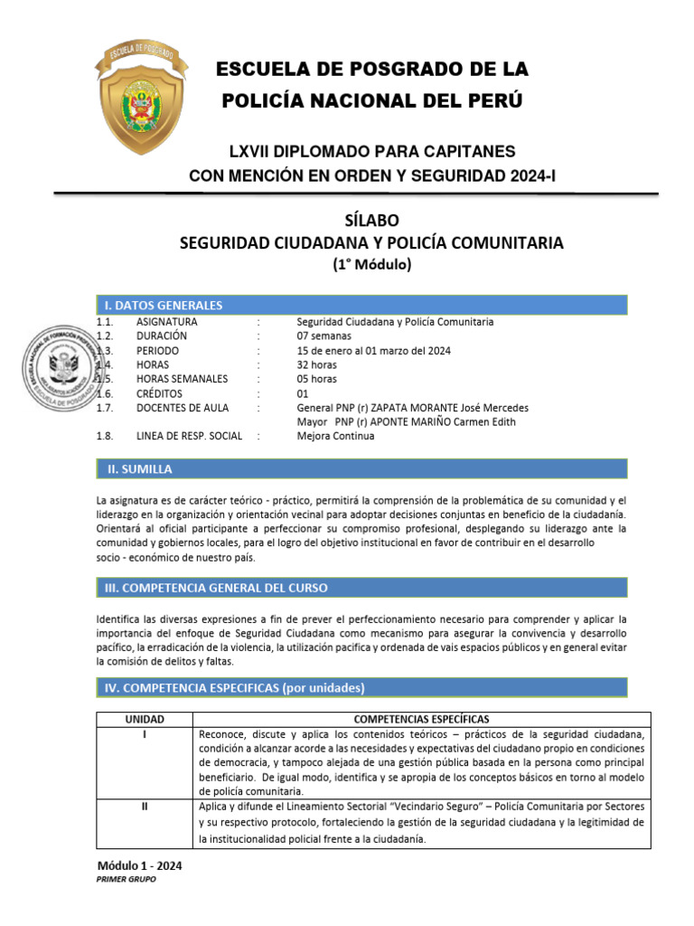 Diplomado en Seguridad Ciudadana 2024 | PDF | Policía | Evaluación