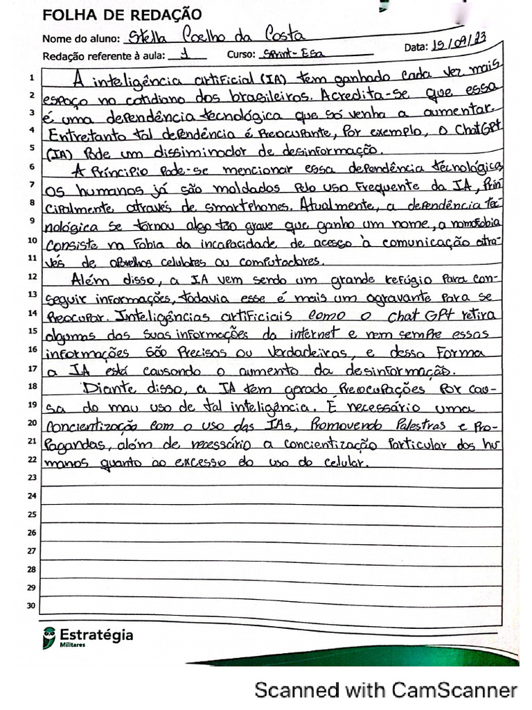 exemplo redaçao sobre ia com erros | PDF
