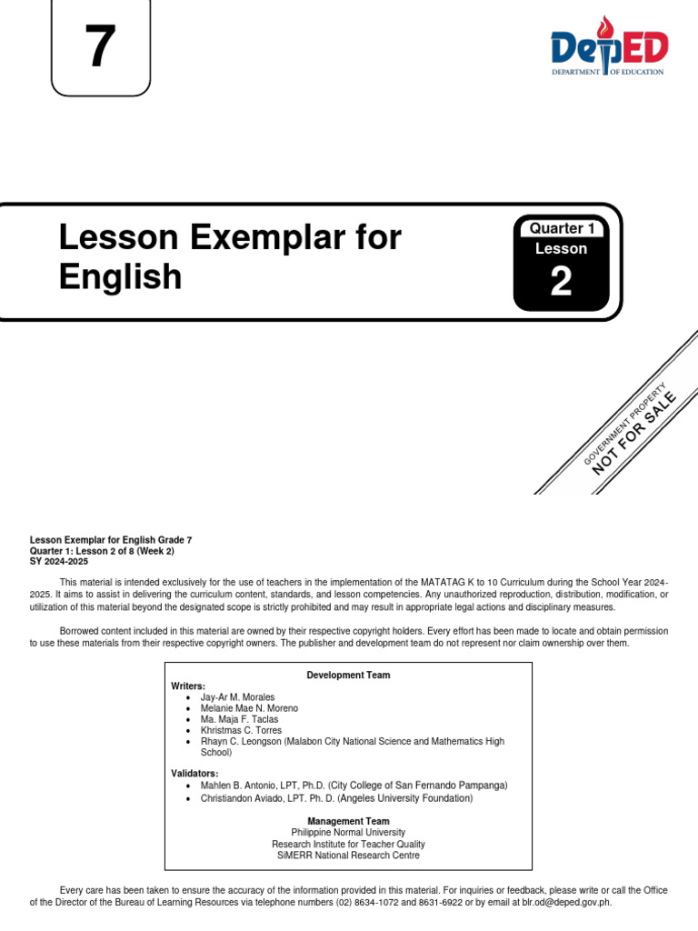 Q1 - LE - English 7 - Lesson 2 - Week 2 | PDF | Poetry | Experience