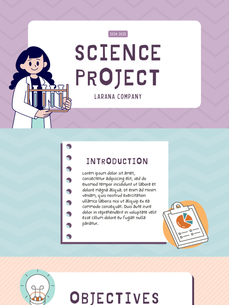 Purple and Orange Pastel Doodle Science Project Presentation | PDF