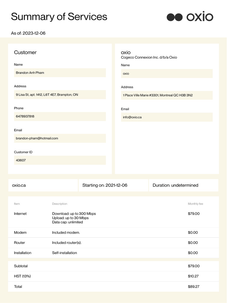 Contacting Oxio Customer Support | PDF