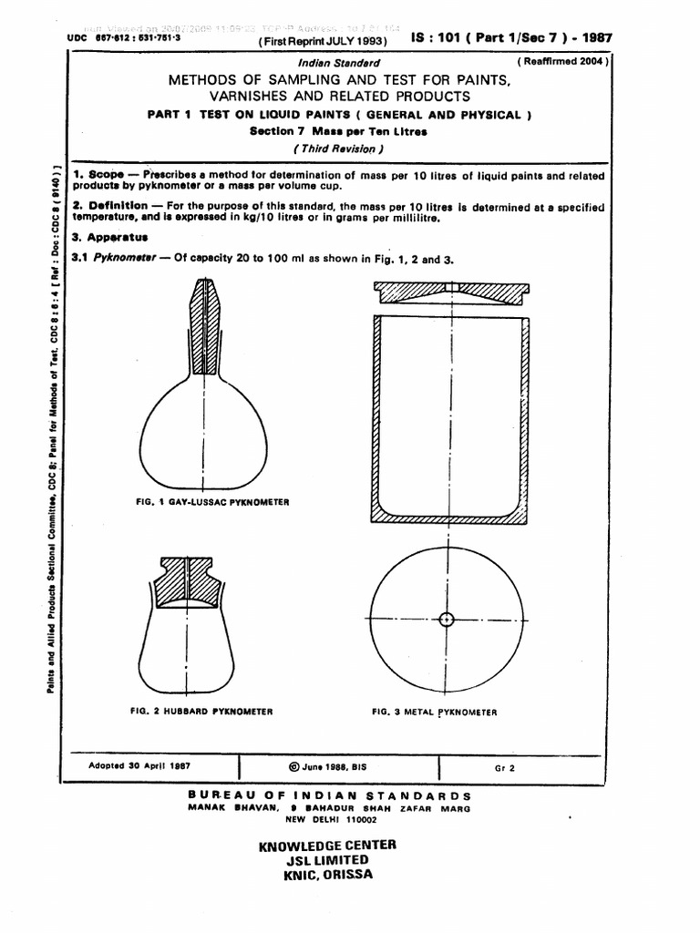 101 P-1 S-7-Methods of Sampling and Test For Paints, Varnishes and ...