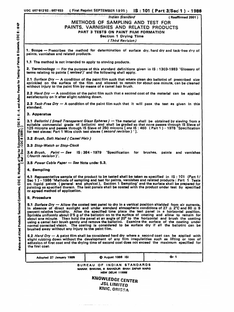 101 P-3 S-1-Methods of Sampling and Test For Paints, Varnishes and ...