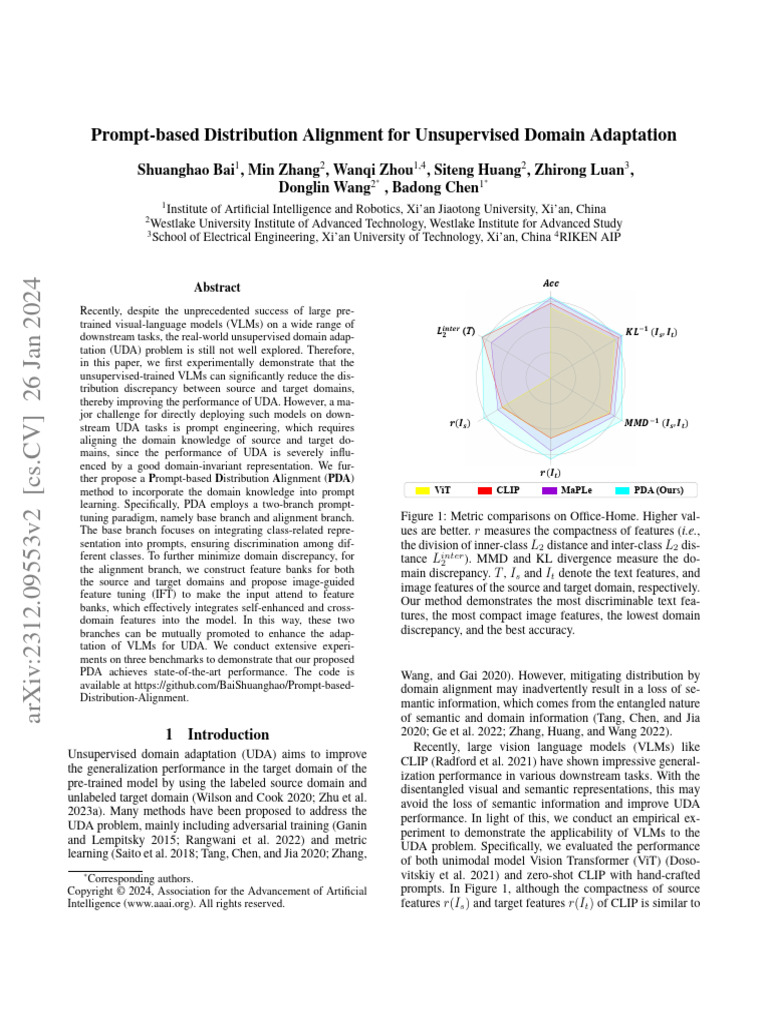 Prompt-Based Distribution Alignment For Unsupervised Domain Adaptation ...