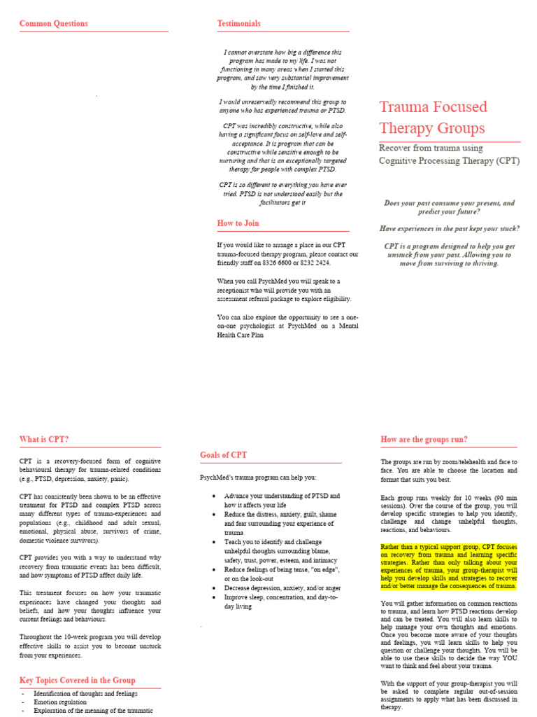 CPT Brochure 2023 | PDF | Psychological Trauma | Psychology