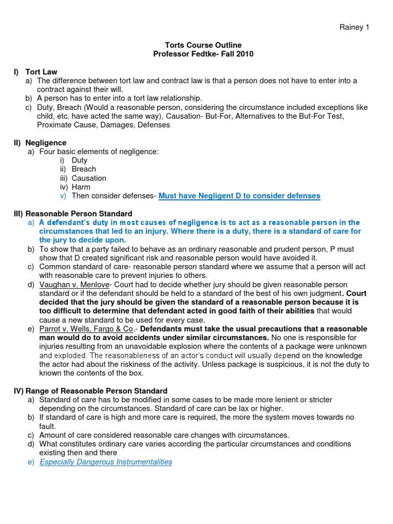 Torts outline reddit picture